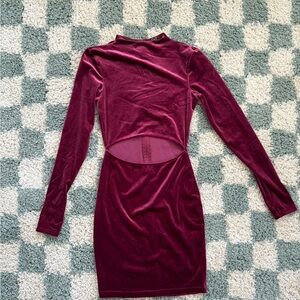 Elegant Velvet Burgundy Dress